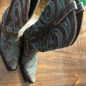 Brown‎ and Teal Western Cowboy Boots women’s size 9